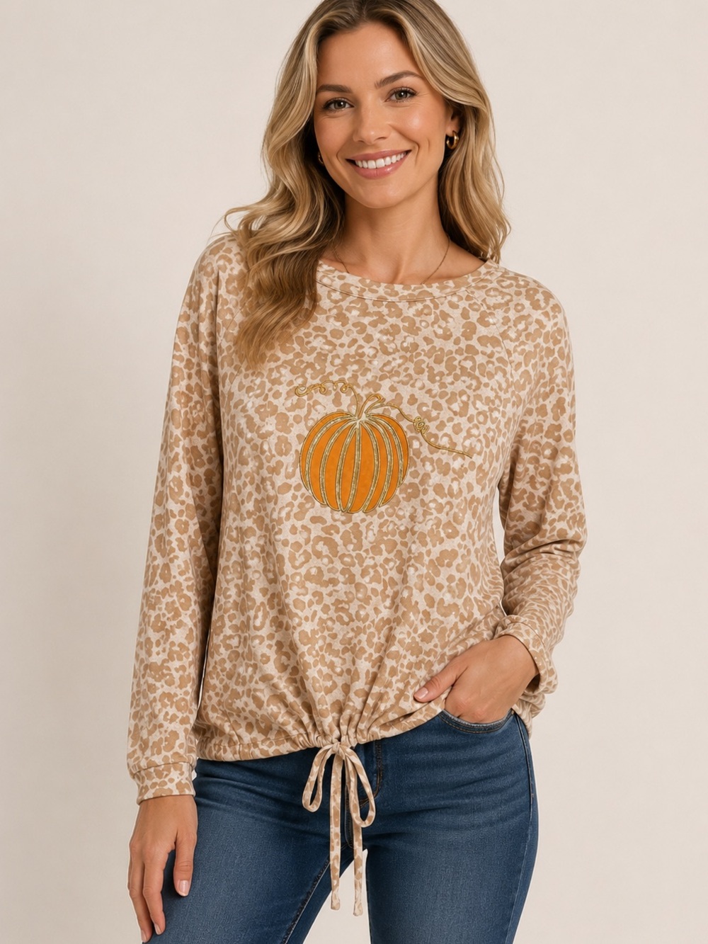 NWT Kate Park Animal Print Long Sleeve Festive Fall Top